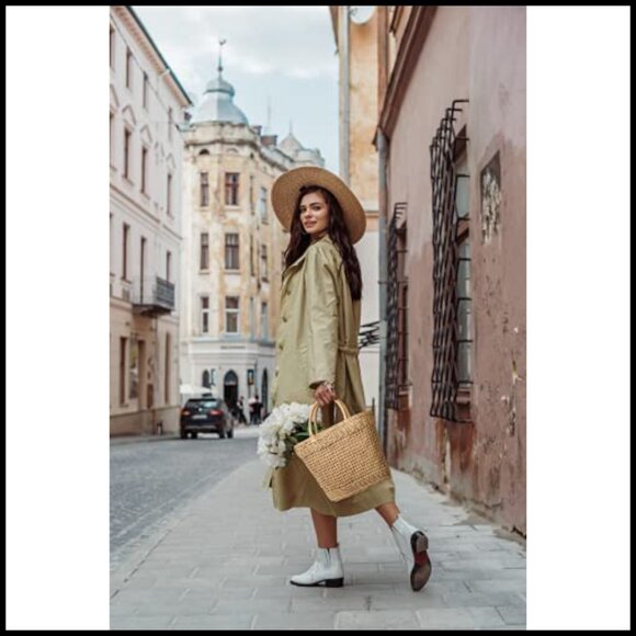 Straw Tote Bag Foldable Woven Boho Beach Summer Travel Hobo Shoulder Bag - Picture 3 of 7